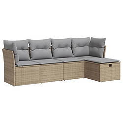 vidaXL Salon de jardin avec coussins 5 pcs beige résine tressée