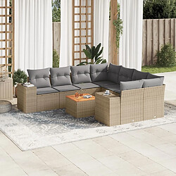 Maison Chic Salon de jardin avec coussins 9 pcs | Ensemble de Table et chaises | Mobilier d'Extérieur beige résine tressée -GKD34356