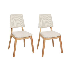 Beliani Bois d'hévéa Chaise de salle à manger Set de 2 Beige clair MERRILL