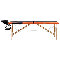 vidaXL Table de massage pliable 2 zones Bois Noir et orange