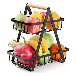 Universal Panier à fruits en métal à 2 étages Rangement de cuisine portable Étagère de bureau Convient pour les fruits et légumes Cosmétiques ménagers Articles de toilette | Sacs Panier