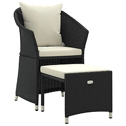 Maison Chic Salon de jardin 2 pcs avec coussins - Table et chaises d'extérieur - Mobilier/Meubles de jardin Moderne Noir Résine tressée -MN92244