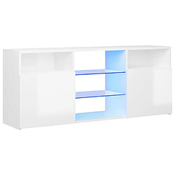 Maison Chic Meubles TV avec lumières LED - Banc TV pour salon blanc brillant 120x30x50 cm -MN78425