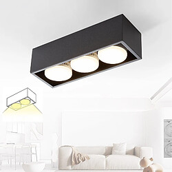 NETTLIFE 3 Spots de plafond en saillie LED carré noir orientables blanc chaud 3x5W GX53 pour cuisine salon salle à manger chambre couloir