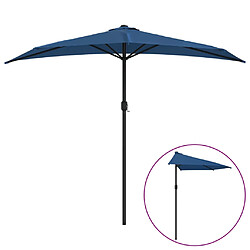 vidaXL Parasol de balcon avec mât en aluminium Bleu 270x144x222cm Demi