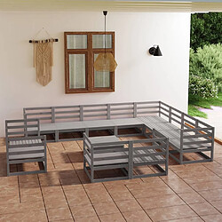 Maison Chic Ensemble de salle à manger de jardin 13 pcs,Table et chaises d'extérieur gris bois de pin massif -GKD898805