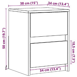 vidaXL Armoires de chevet et lumières LED 2 pcs noir bois d'ingénierie pas cher