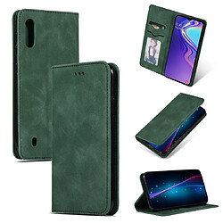 Wewoo Housse Coque Etui en cuir avec rabat horizontal magnétique Business Skin Feel pour Galaxy M10 vert armée