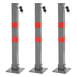 Ecd Germany 3x Poteau parking barrière verrouillable rabattable borne stationnement avec clé