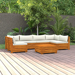 vidaXL Salon de jardin 7 pcs avec coussins Bois d'acacia solide