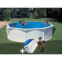 Kit piscine acier blanc Gré Bora Bora ronde 4,80 x 1,22 m + Tapis de sol