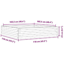 vidaXL Jardinière 110x110x23 cm bois de pin massif pas cher