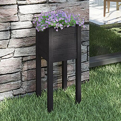 Maison Chic Jardinière,Bac à fleurs - pot de fleur d'extérieur Noir 31x31x70 cm Bois de pin massif -GKD91424