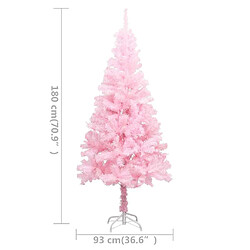 vidaXL Arbre de Noël artificiel pré-éclairé et boules rose 180 cm PVC pas cher