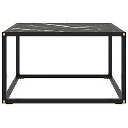 vidaXL Table basse Noir avec verre marbre noir 60x60x35 cm