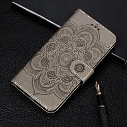 Wewoo Coque Etui à rabat en cuir Mandala avec motif gaufrage pour iPhone 11 Pro support et logements cartes portefeuille et cadre photo et lanière Gris