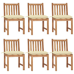 vidaXL Chaises de jardin lot de 6 avec coussins Bois de teck massif 