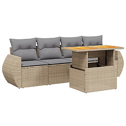 vidaXL Salon de jardin avec coussins 5 pcs beige résine tressée