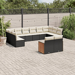 Maison Chic Salon de jardin 12 pcs avec coussins | Ensemble de Table et chaises | Mobilier d'Extérieur noir résine tressée -GKD87706