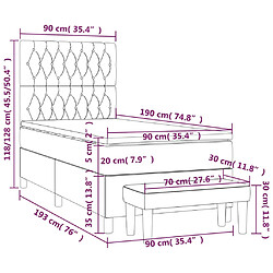 vidaXL Sommier à lattes de lit avec matelas Bleu 90x190 cm Tissu pas cher