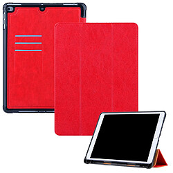 Etui en PU avec support tripliure et porte-stylo rouge pour votre Apple iPad 9.7 pouces (2018)/(2017)/Air 2/Air (2013)