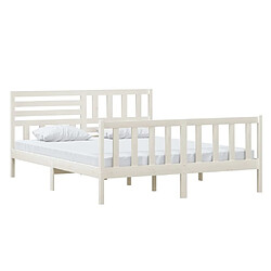 Avis Maison Chic Lit adulte - Lit simple Cadre de lit,Structure du lit Contemporain Blanc Bois massif 160x200 cm -MN74545