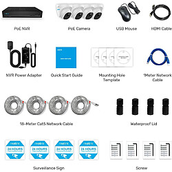 REOLINK Caméra de Surveillance Extérieure 4K 4pcs + 1pcs 8CH 2To NVR - RLK8-800D4-8MP,Détection de Mouvement, Vision Nocturne pour la Maison et l'Entreprise pas cher