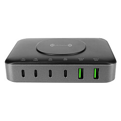 4smarts Station de charge GaN 100W, Dock Induction + 4x USB-C + 2x USB Noir