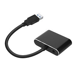 Avizar Adaptateur Hub USB vers HDMI VGA Femelle Entrée Jack 3.5mm Full HD 1080P Noir