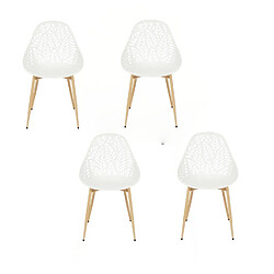 The Home Deco Factory Lot de 4 chaises d'extérieur Calvi en polypropylène - Blanc