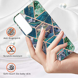 Coque en TPU 2,0mm, IMD, motif marbre, électroplaqué bleu vert pour votre Samsung Galaxy S22 + 5G