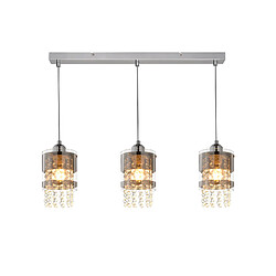 NETTLIFE Suspension 3 Ampoules E27 Moderne Diam.60CM Hauteur Réglable Design Verre et Cristal pour Salon Chambre Cuisine Salle à Manger Max.25w