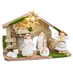 BigBuy Home Crèche de Noël Multicouleur Polyéthylène Bois MDF 22,5 x 8,5 x 16,5 cm (5 Pièces)