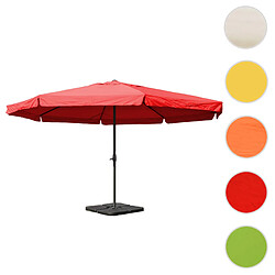 Mendler Parasol en aluminium Meran Pro, gastronomie, marché, avec volant, Ø 5m ~ bordeaux avec pied