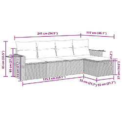 vidaXL Salon de jardin 5 pcs avec coussins gris clair résine tressée pas cher