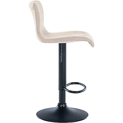 Decoshop26 Tabouret de bar x1 design simple avec repose-pieds en tissu crème pieds en métal noir 10_0004556