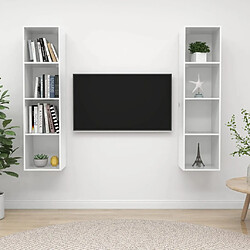 vidaXL Meubles TV muraux 2 pcs Blanc brillant Bois d'ingénierie