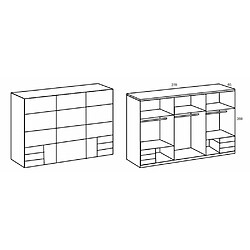 Avis Inside 75 Armoire coulissante AURELIA 270cm blanc 6 tiroirs porte verre gris