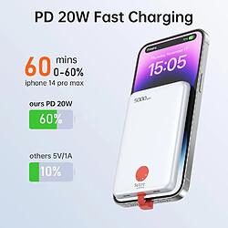 Avis SANAG Magnétique Batterie Externe 5000Mah, Mini Power Bank Ios Câbles Intégrés, Chargeur Externe Petite Taille, 20W Pd Charge Rapide Usb-C Entrée & Sortie, Compatible Avec Samsung, Iphone 16 15 Series