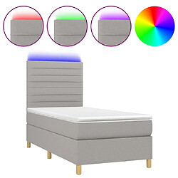 vidaXL Sommier à lattes de lit et matelas et LED Gris clair 90x190 cm