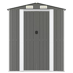 Helloshop26 Abri de jardin cabane cabanon maison de stockage remise extérieur hangar outils robuste clair 192 x 1021 x 223 cm acier galvanisé gris 02_0022252