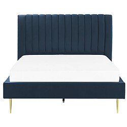 Acheter Beliani Lit double en velours bleu 140 x 200 cm MARVILLE