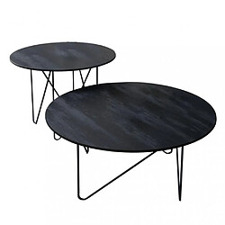 Inside 75 Table basse ronde SHAPE composition acier noir bois stratifié finition noir carbone