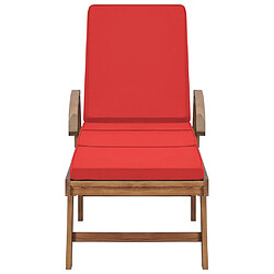 Avis Helloshop26 Lot de 2 transats chaise longue bain de soleil lit de jardin terrasse meuble d'extérieur avec coussins bois de teck solide rouge 02_0012155