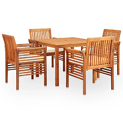 Maison Chic Mobilier à dîner 5 pcs de jardin - Ensemble table et chaises d'extérieur - Salon/Mobilier de jardin classique et coussins Acacia solide -MN22037