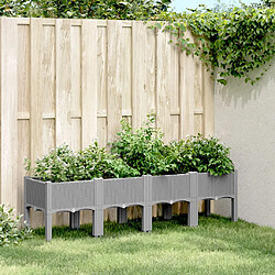 vidaXL Jardinière avec pieds gris clair 160x40x42 cm PP