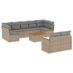 Maison Chic Salon de jardin avec coussins 10 pcs | Ensemble de Table et chaises | Mobilier d'Extérieur beige résine tressée -GKD24734