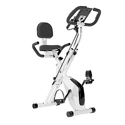 RATTANTREE Vélo d'appartement pliable 4 en 1 magnétique avec écran LCD et capteur de fréquence cardiaque avec bandes de résistance pour entraînement à domicile, Noir et Blanc