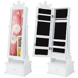 Helloshop26 Armoire à bijoux 2 en 1 enfants avec miroir organisateur à bijoux en forme couronne avec 3 tiroirs pour enfants de 3 ans+ charge 10 kg 20_0007001