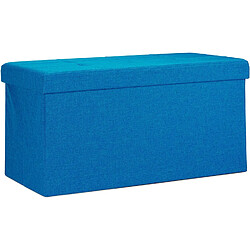 Helloshop26 Tabouret banquette pouf de rangement pliant coffre repose-pieds 76 cm lin bleu 13_0002337_2